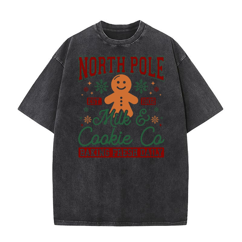 1 North Pole Est 1802 Milk & Cookie Co Baking Fresh Daily (color) Washed T-Shirt