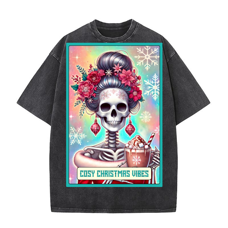 13.Christmas Skeleton Taro Cards Bundle Washed T-Shirt