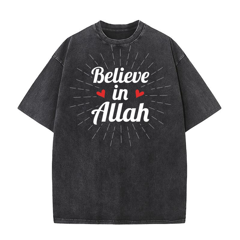 Believe in Allah Islamic Washed T-Shirt