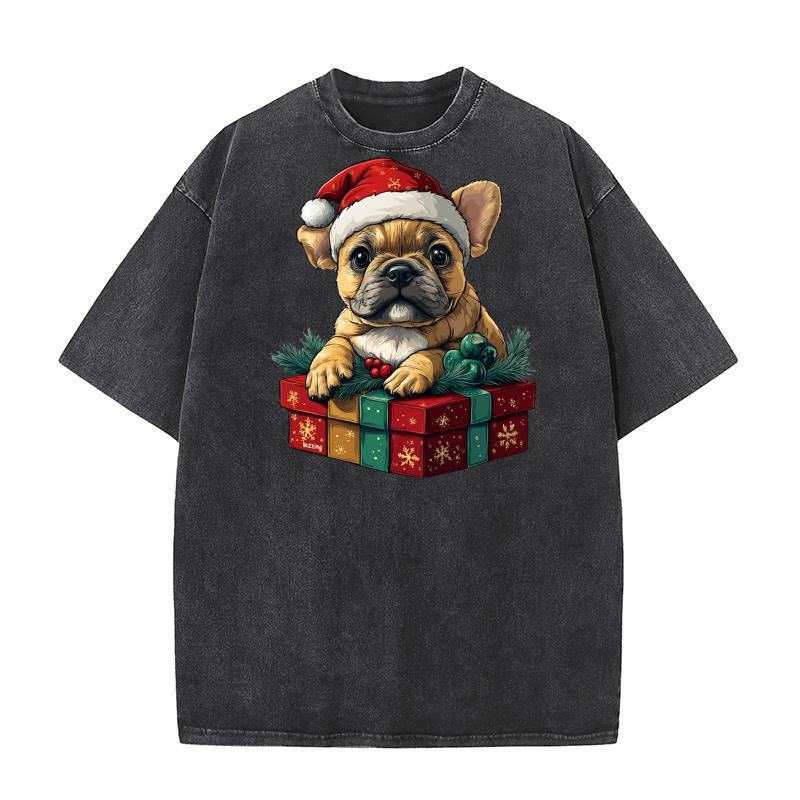 Christmas Puppy Clipart Holiday 1 Washed T-Shirt