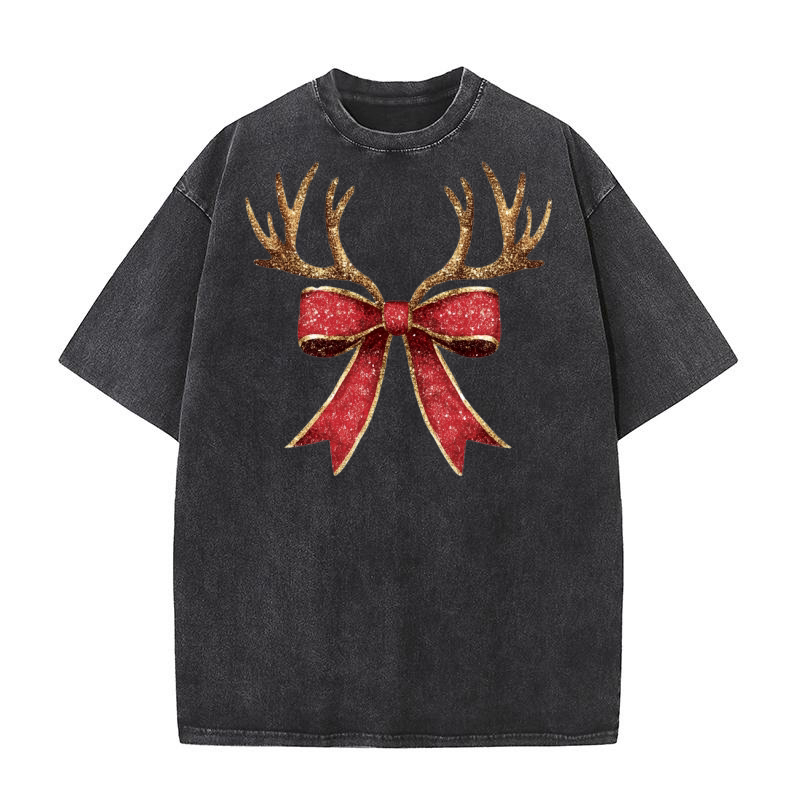 Reindeer Bow 5 Washed T-Shirt