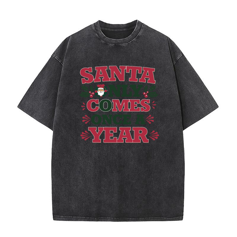 Santa only comes once a year Washed T-Shirt