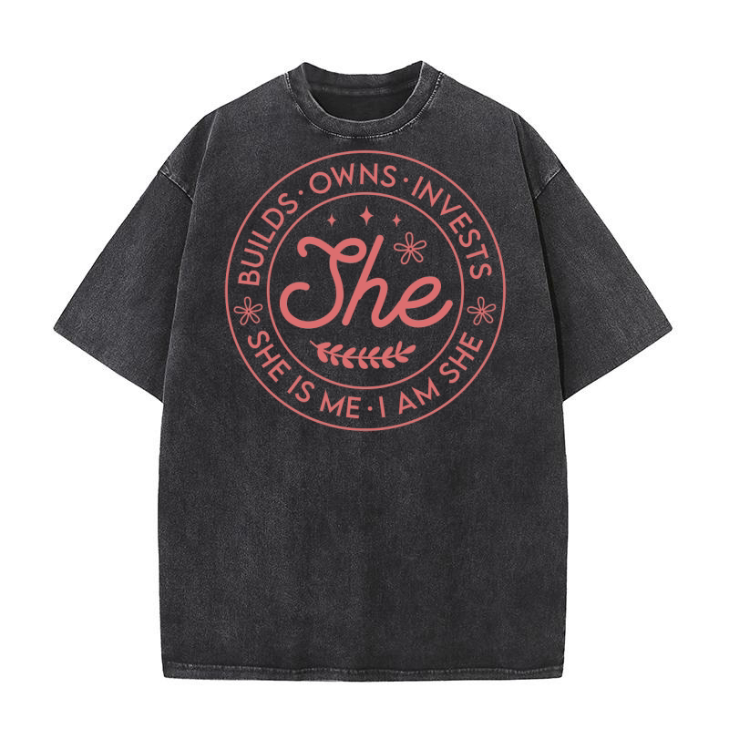 She Builds Owns Invests 2 Washed T-Shirt