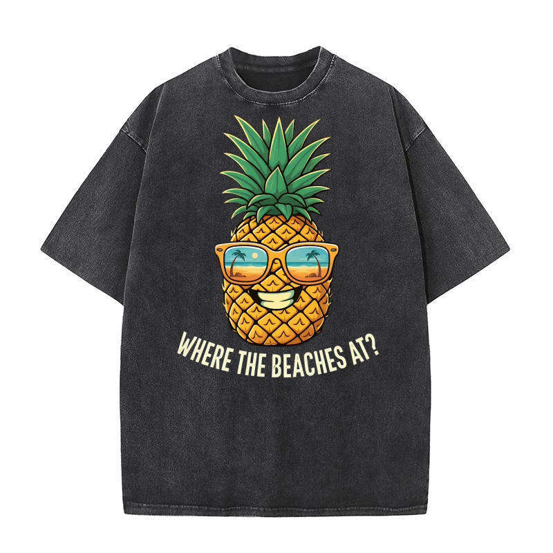 Where The Beaches At 02 Washed T-Shirt