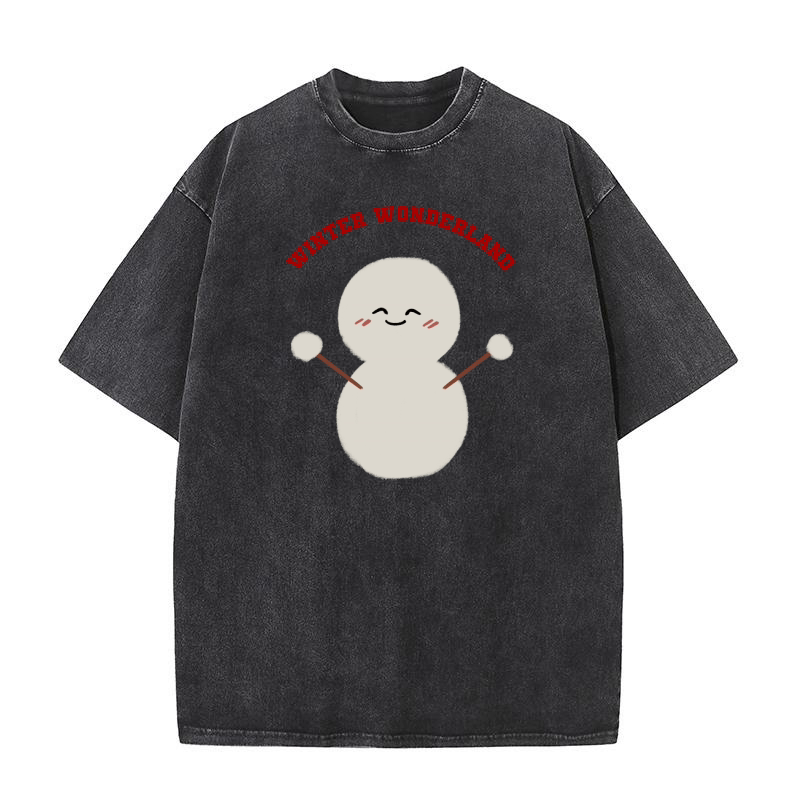 Winter Wonderland snowman has a cute smiling face Washed T-Shirt