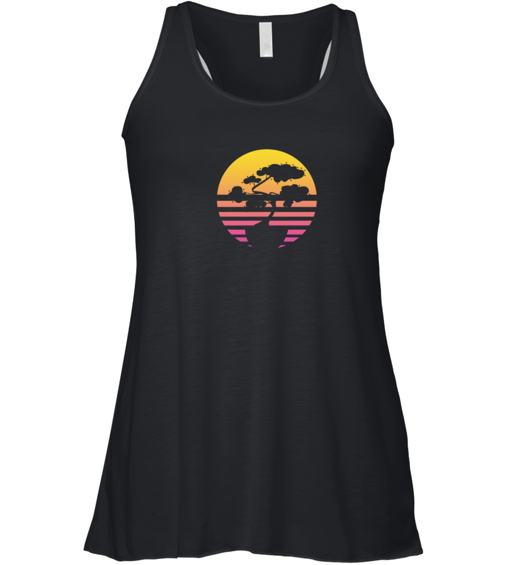 Bonsai Tree Sun Retro Vintage Women's Flowy Tank Top
