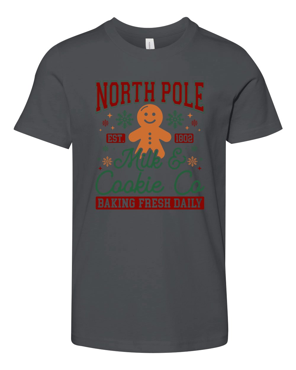 1 North Pole Est 1802 Milk & Cookie Co Baking Fresh Daily (color) Youth Unisex Jersey Tee