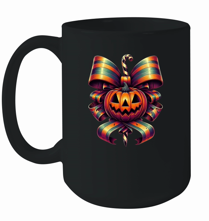 Halloween Movie Stiped Coquette Bow (1) Ceramic Mug
