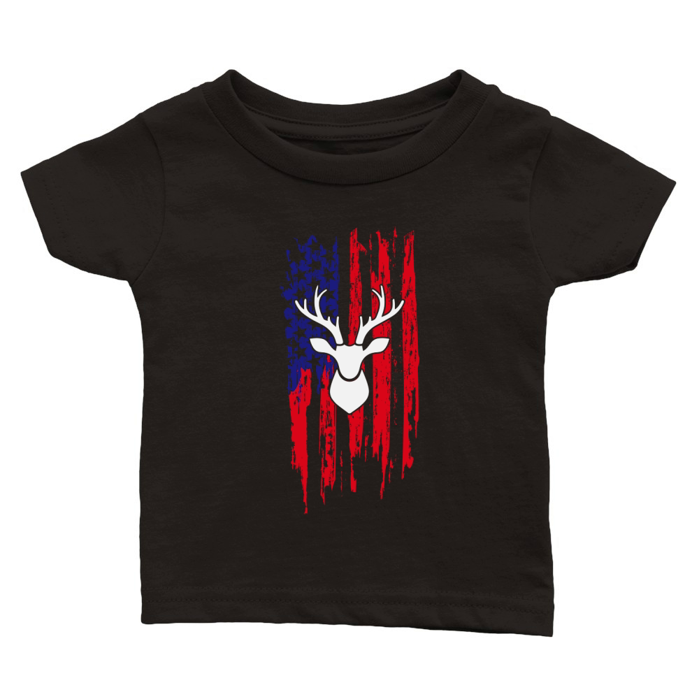 Deer Hunting American Flag Classic Baby Crewneck T-shirt