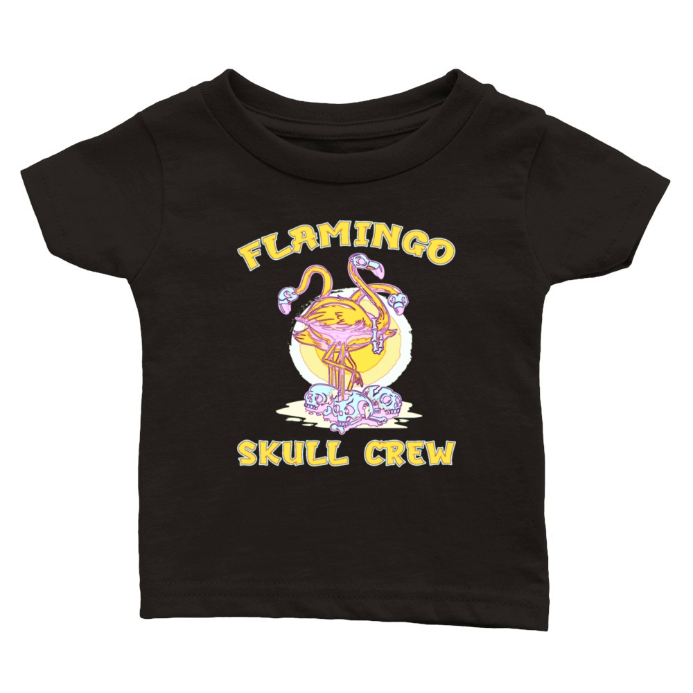 Flamingo Skull Halloween bones gift Classic Baby Crewneck T-shirt