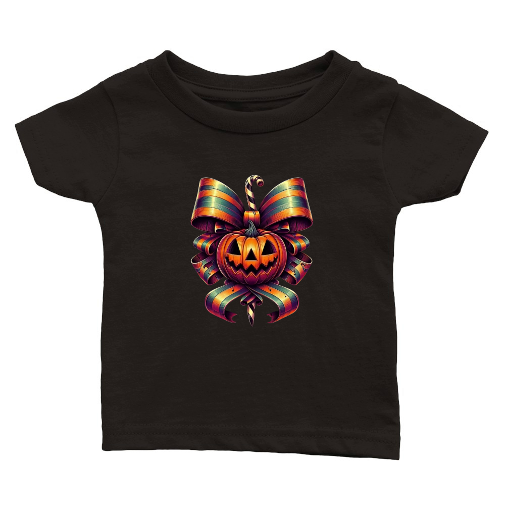 Halloween Movie Stiped Coquette Bow (1) Classic Baby Crewneck T-shirt