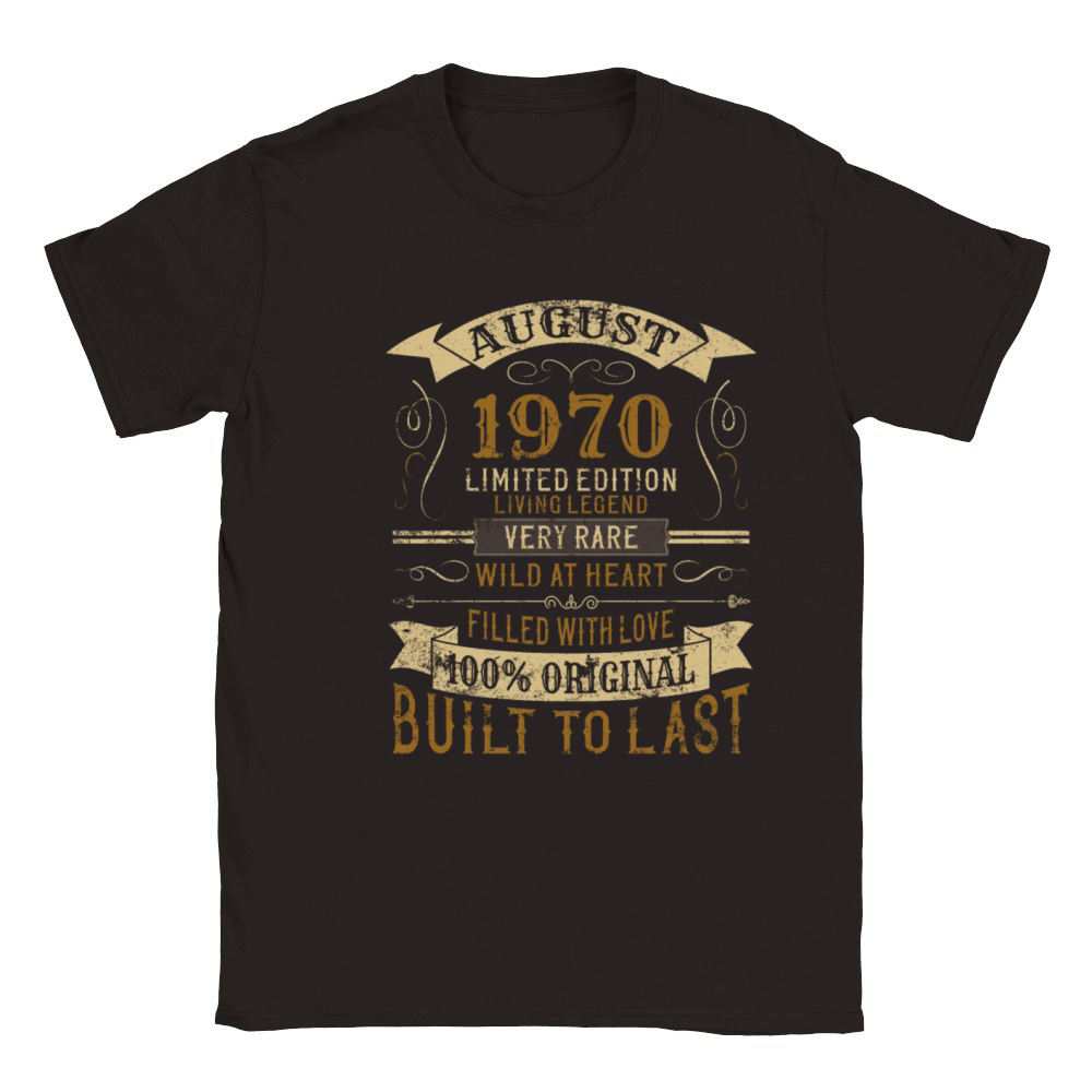 August 1970 50th Birthday Vintage Limited Edition Classic Kids Crewneck T-shirt
