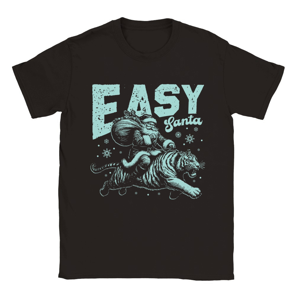 Easy Santa Riding Tiger D Green Classic Kids Crewneck T-shirt