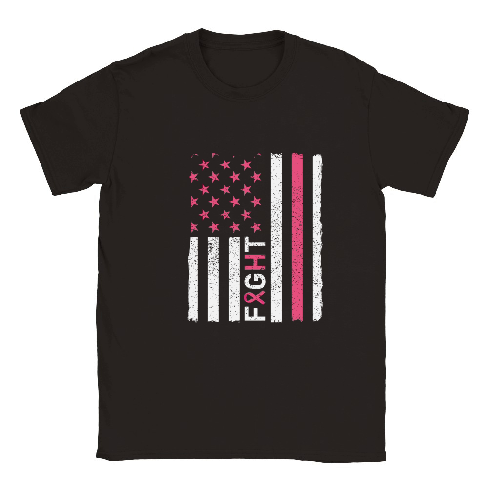 USA Flag Breast Cancer Awareness Classic Kids Crewneck T-shirt