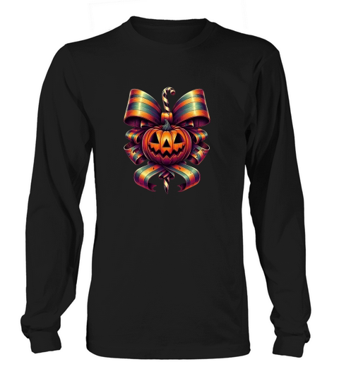 Halloween Movie Stiped Coquette Bow (1) Long sleeved Unisex