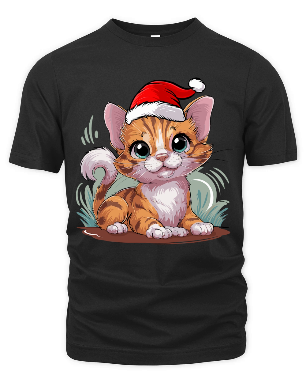 adorable cat wearing santa hat Organic Unisex T-shirt
