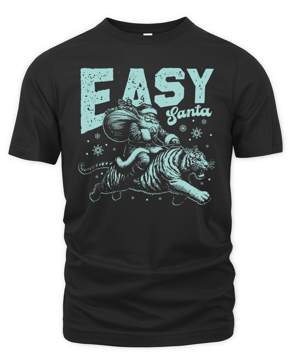 Easy Santa Riding Tiger D Green Organic Unisex T-shirt