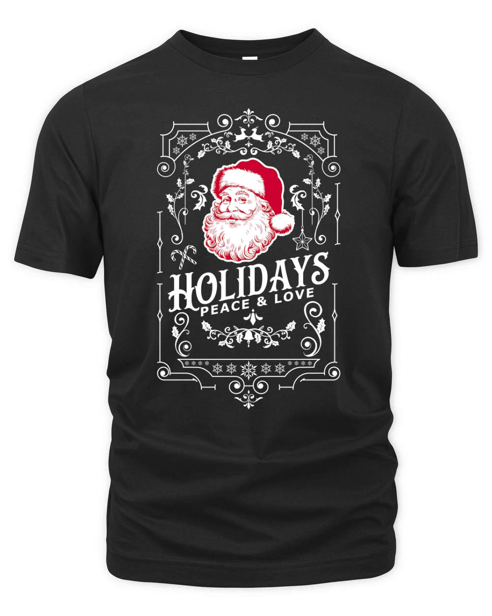 Vintage Christmas  holidays peace and love white 7 red Organic Unisex T-shirt