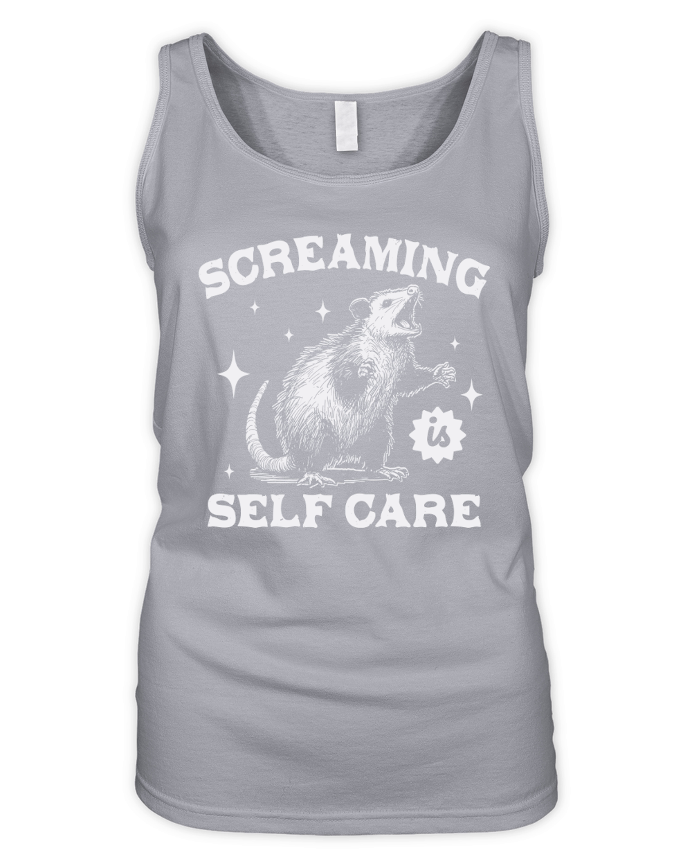 Screaming Is Self Care Possum D White Organic Women's Tank Top