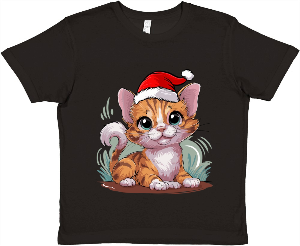 adorable cat wearing santa hat Premium Kids Crewneck T-shirt