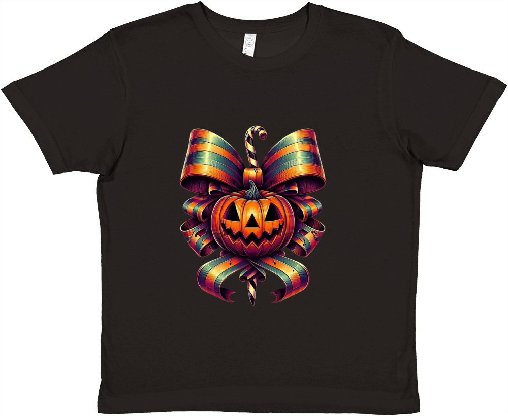Halloween Movie Stiped Coquette Bow (1) Premium Kids Crewneck T-shirt