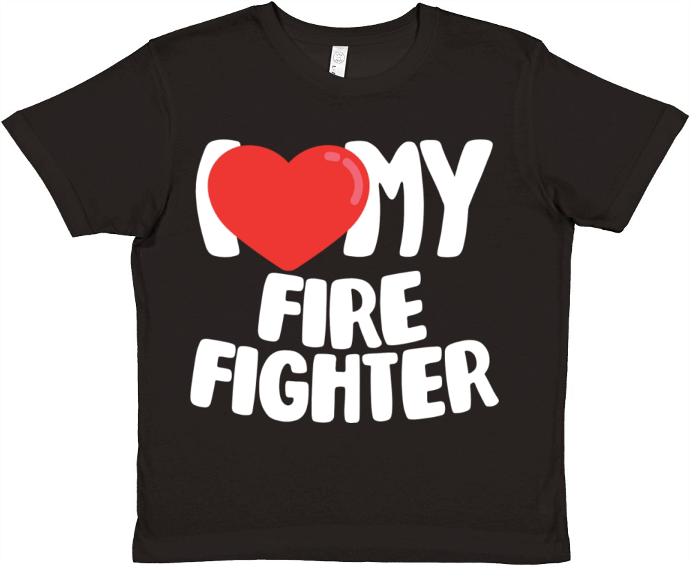 I Love My Firefighter Premium Kids Crewneck T-shirt