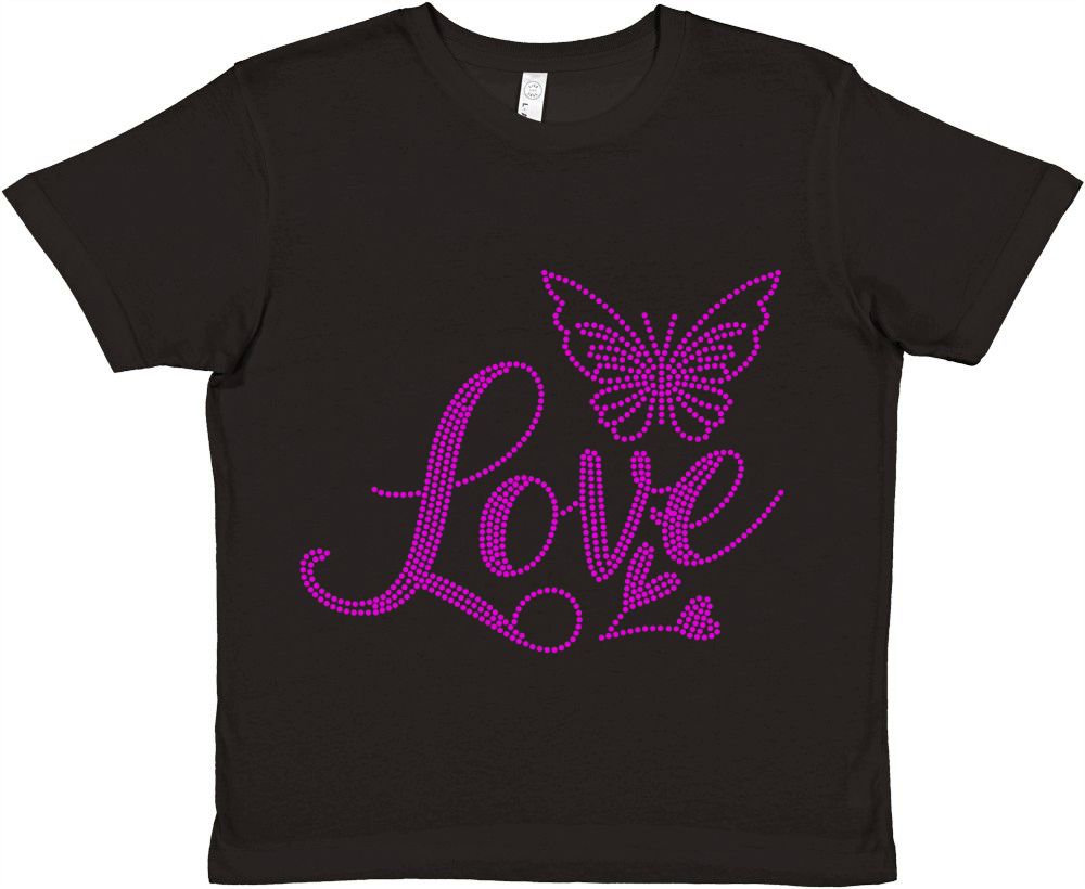 LOVE Rhinestone Template Premium Kids Crewneck T-shirt