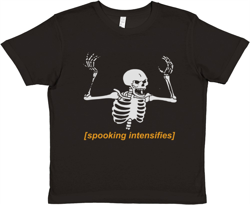 Spooking Intensifies Spooky Scary Skeleton Meme Premium Kids Crewneck T-shirt