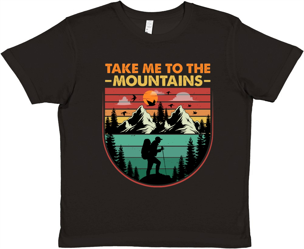 Take Me To The Mountains Hiking T Shirt Design (1) Premium Kids Crewneck T-shirt
