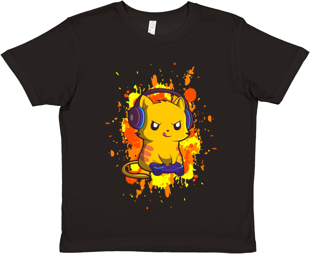 Video Gaming Cat Gift for a Video Games Player Premium Kids Crewneck T-shirt