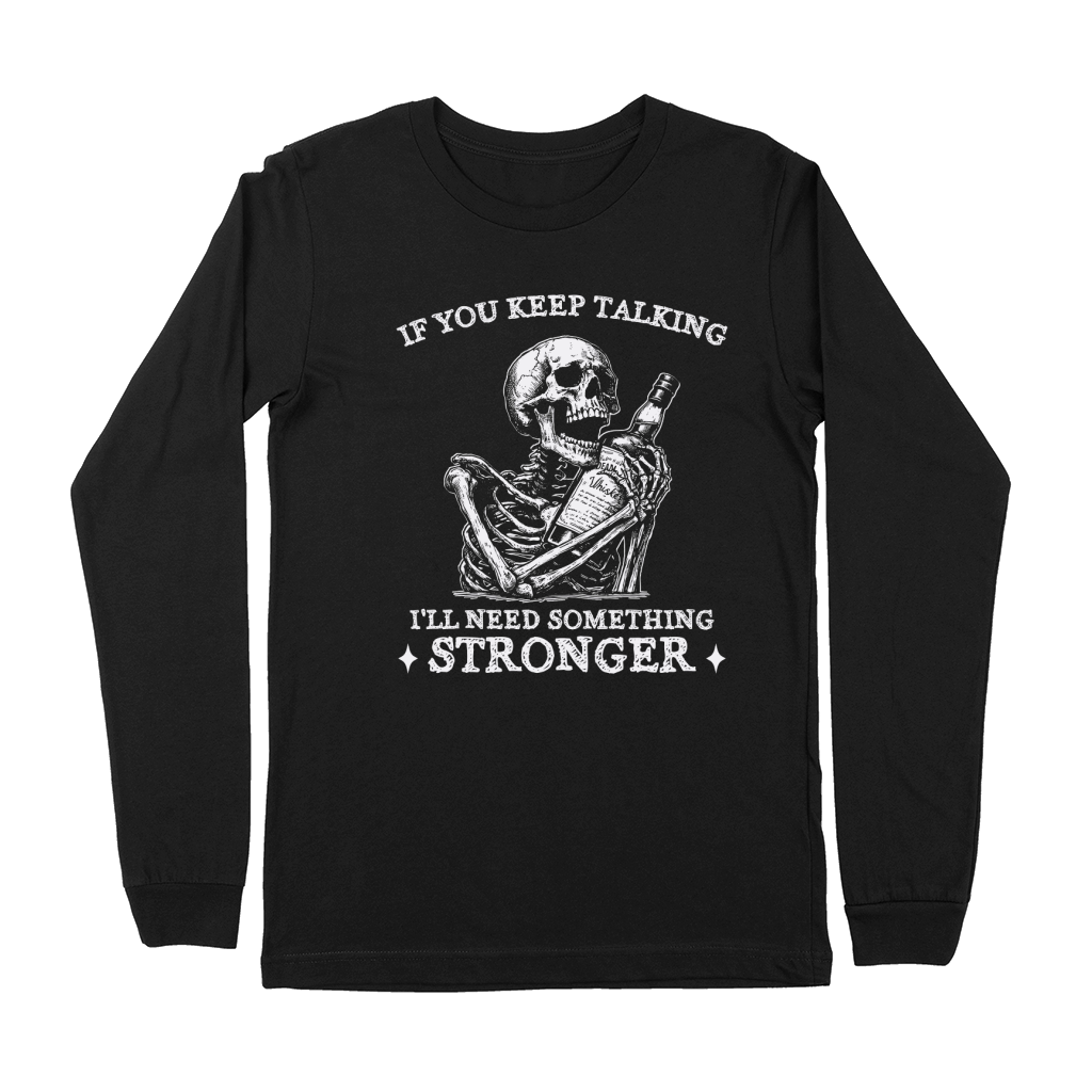 Skeleton Whiskey Halloween D White Premium Long Sleeve