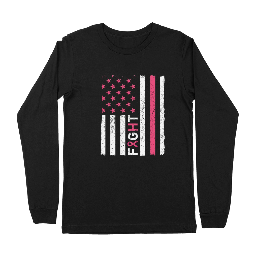 USA Flag Breast Cancer Awareness Premium Long Sleeve