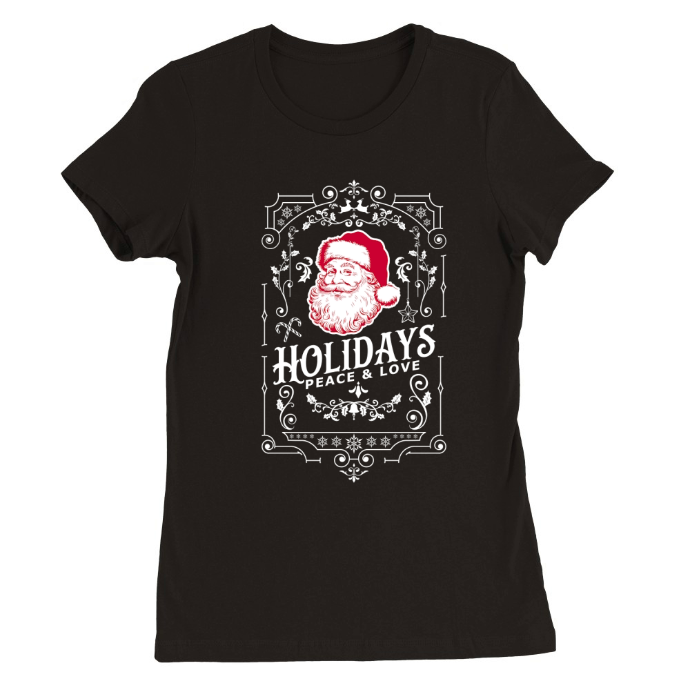 Vintage Christmas  holidays peace and love white 7 red Premium Womens Crewneck T-shirt