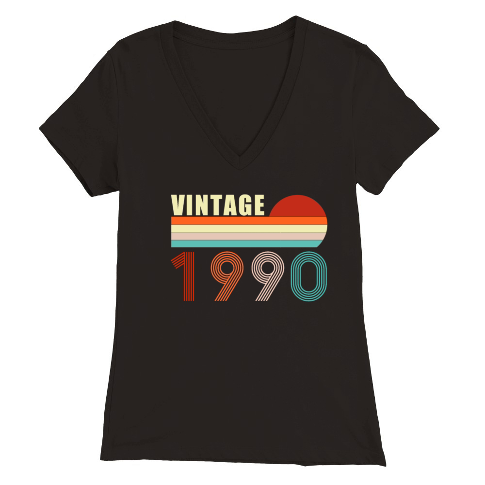 31th Birthday Gift - Vintage 1990 Premium Womens V-Neck T-shirt