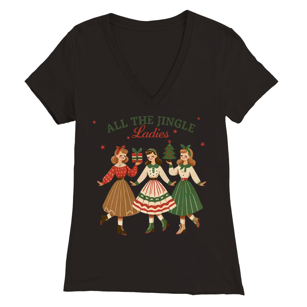 All The Jingle Ladies Premium Womens V-Neck T-shirt