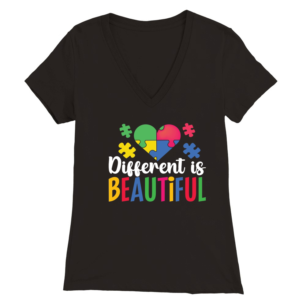 Different is beautiful Premium Womens V-Neck T-shirt