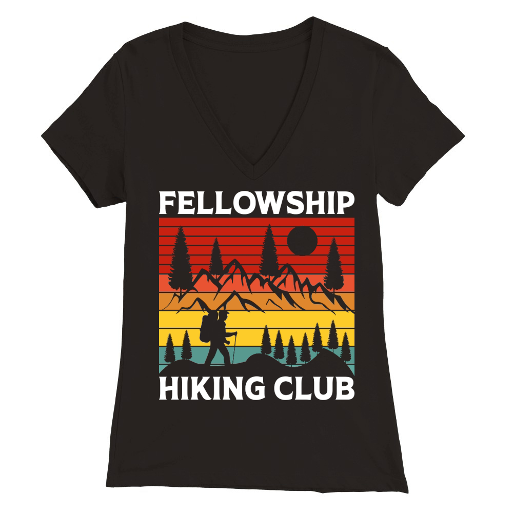Fellowship Hiking Club Premium Womens V-Neck T-shirt