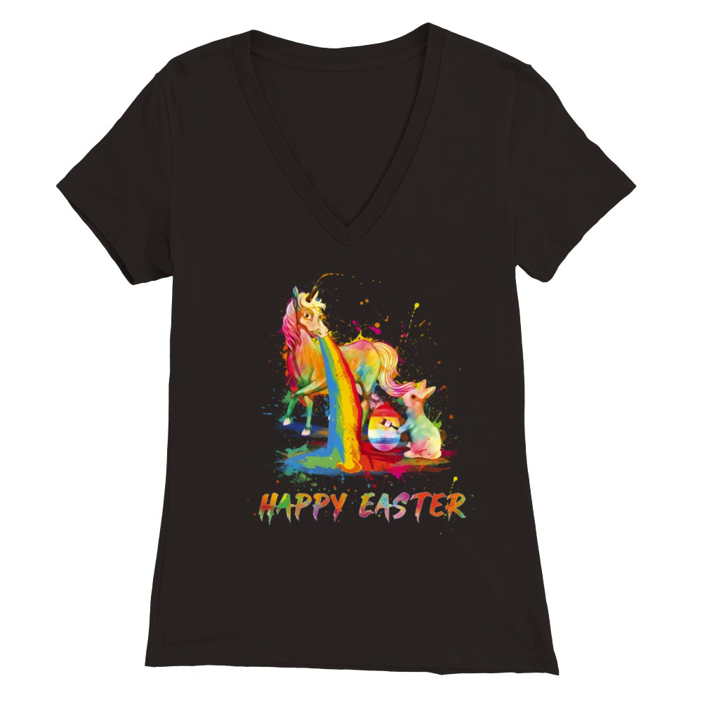 Happy Easter Unicorn Bunny Easter Day Premium Womens V-Neck T-shirt