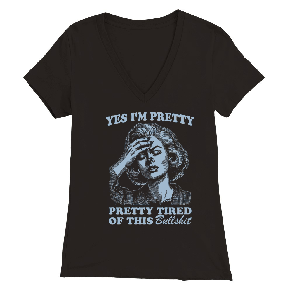 Pretty Tired Of This BS D Retro Grey Premium Womens V-Neck T-shirt