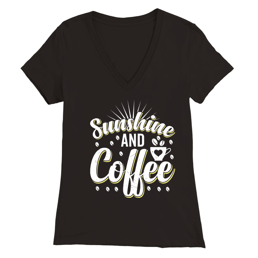 Sunshine And Coffee Premium Womens V-Neck T-shirt
