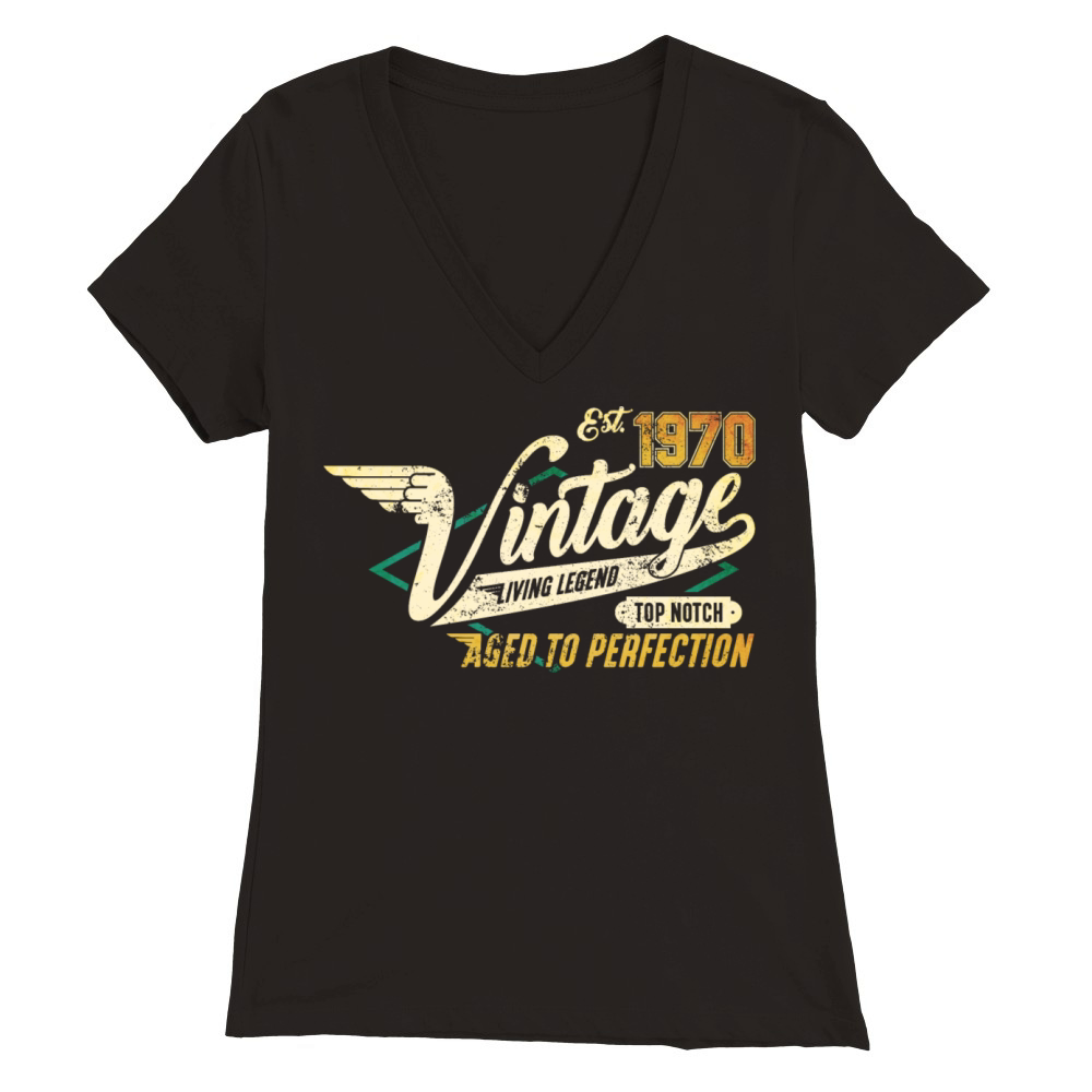 Vintage 1970 birthday gifts for men women bday Premium Womens V-Neck T-shirt