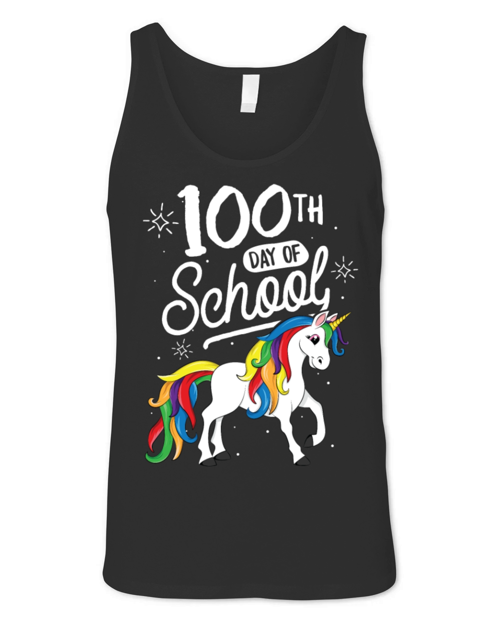100 Days of School Unicorn TShirt for Girls Unisex Jersey Tank