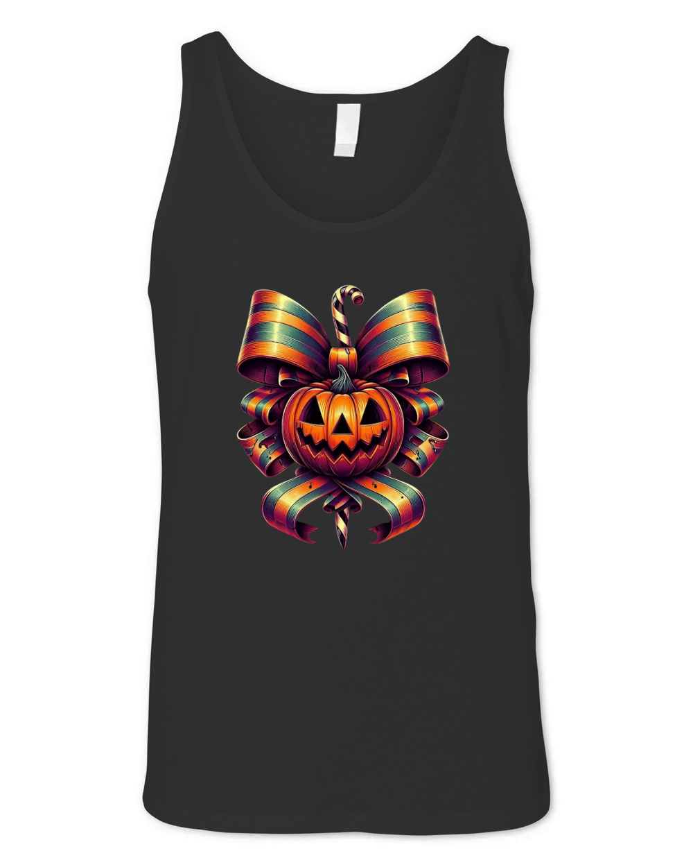 Halloween Movie Stiped Coquette Bow (1) Unisex Jersey Tank