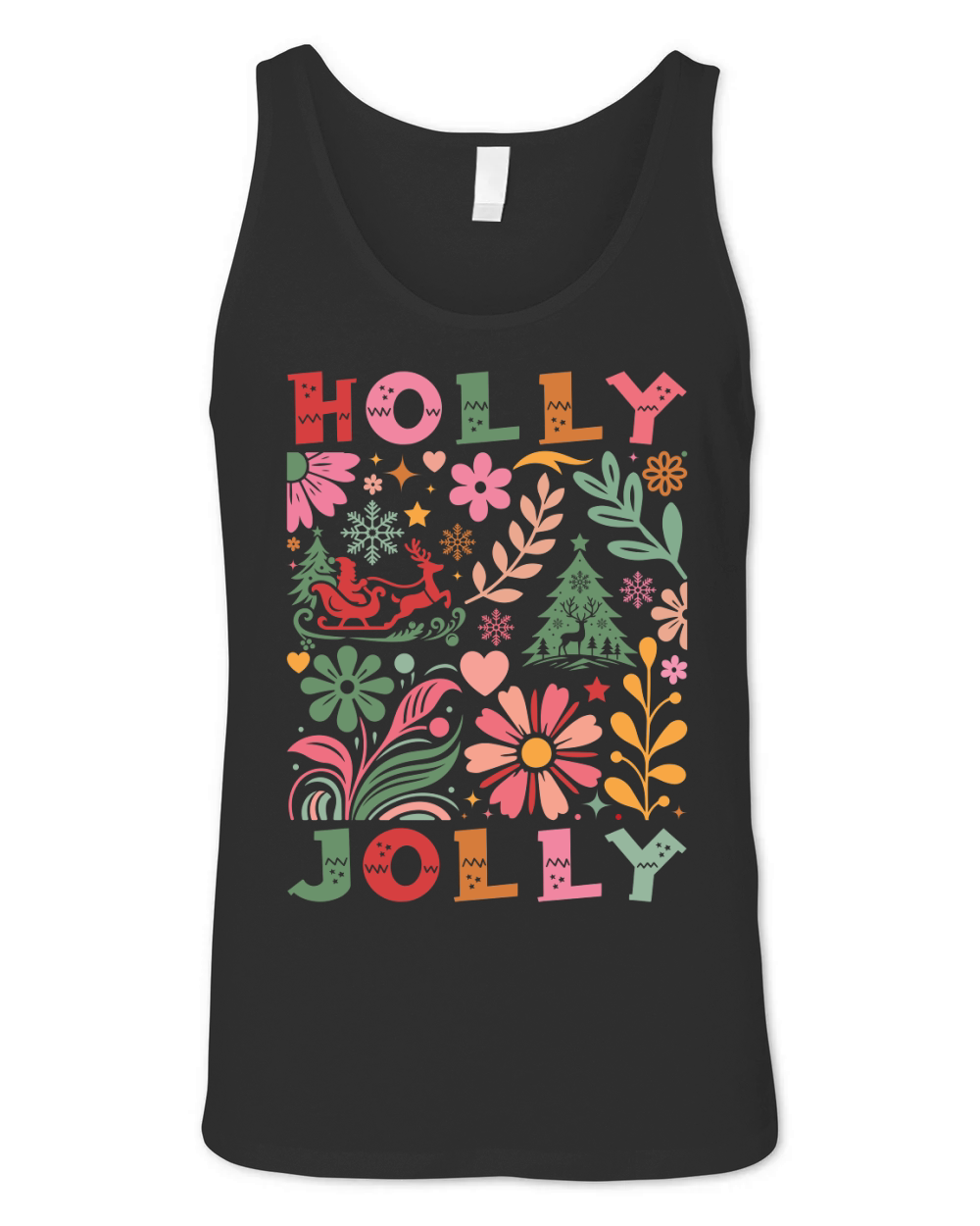 Holly Jolly  Boho Flowers 02 Unisex Jersey Tank