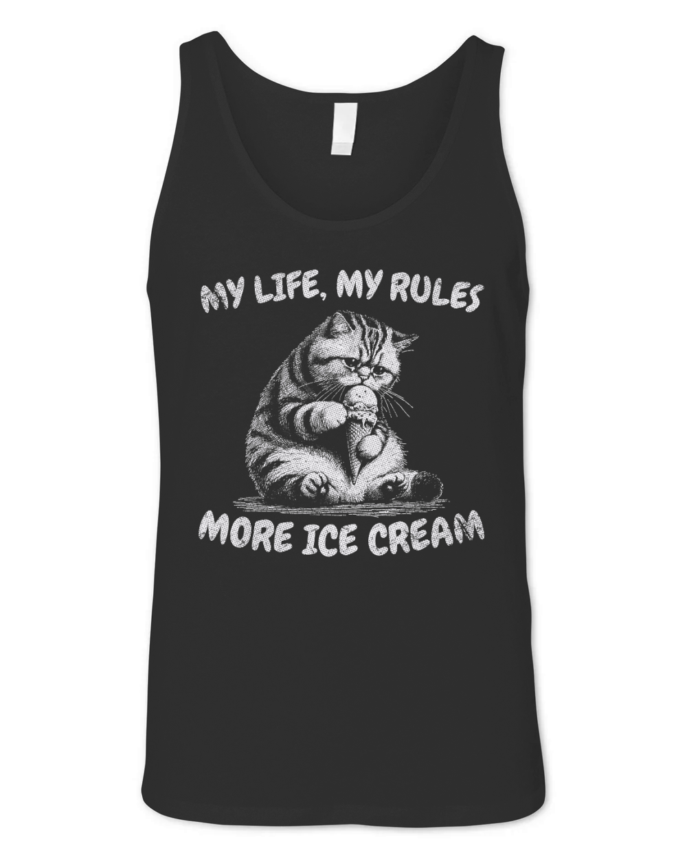 My Life My Rules Cat Eat Ice Cream D White GR Unisex Jersey Tank