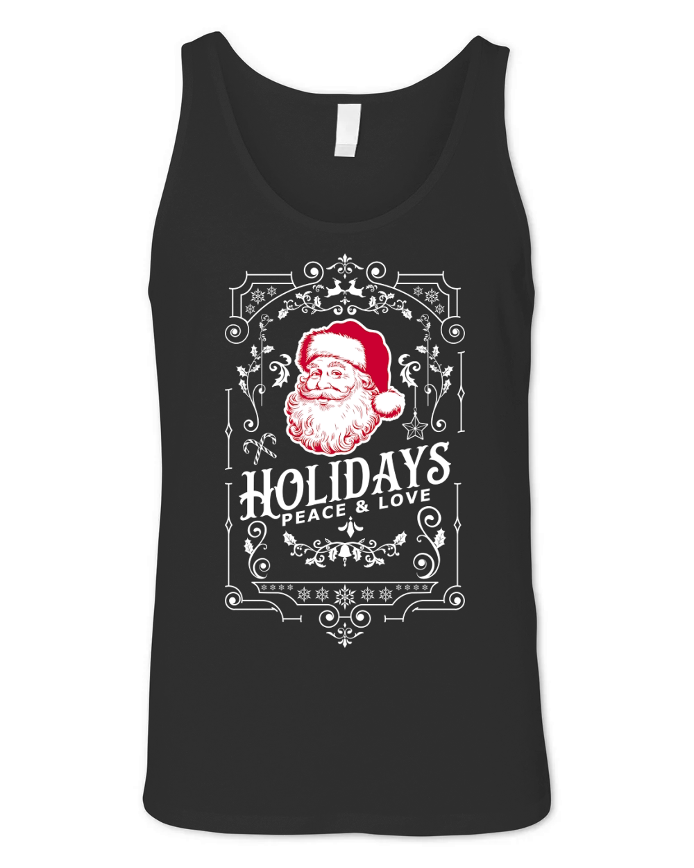 Vintage Christmas  holidays peace and love white 7 red Unisex Jersey Tank