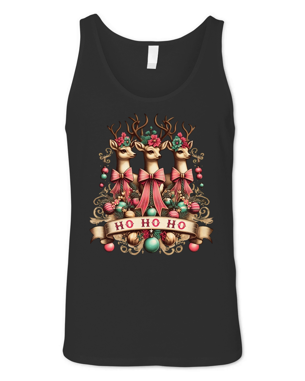 Whimsical Pink Christmas Deer Unisex Jersey Tank