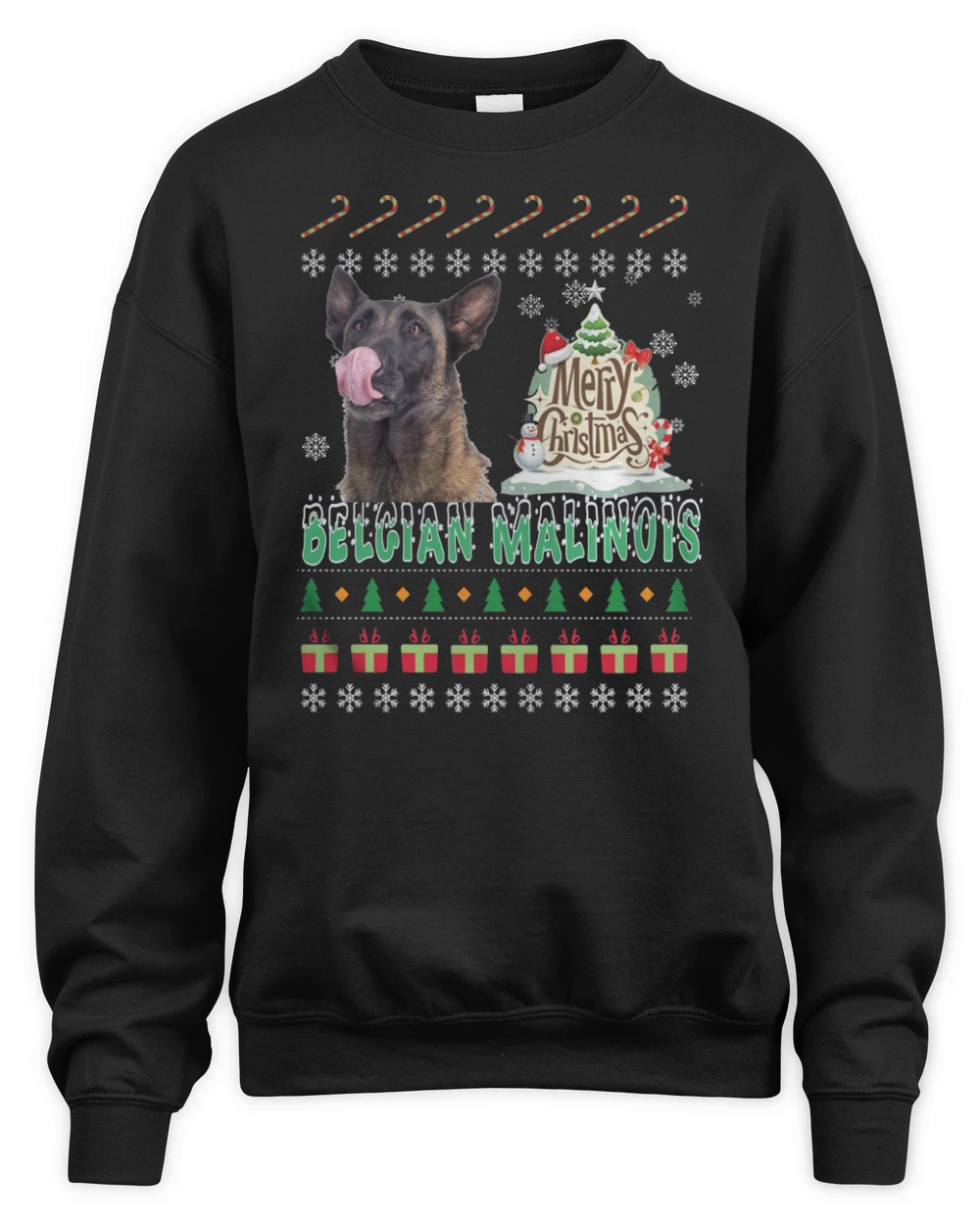 Belgian Malinois Noel,Belgian Malinois Ugly Christmas Unisex Premium Crewneck Sweatshirt