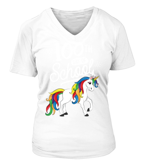 100 Days of School Unicorn TShirt for Girls V-neck T-Shirt Woman