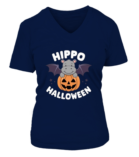 414. hippo halloween V-neck T-Shirt Woman